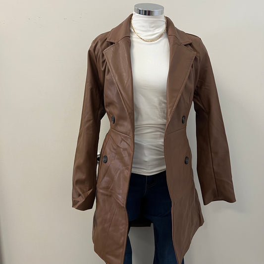 Zamari Leather Coat -Brown