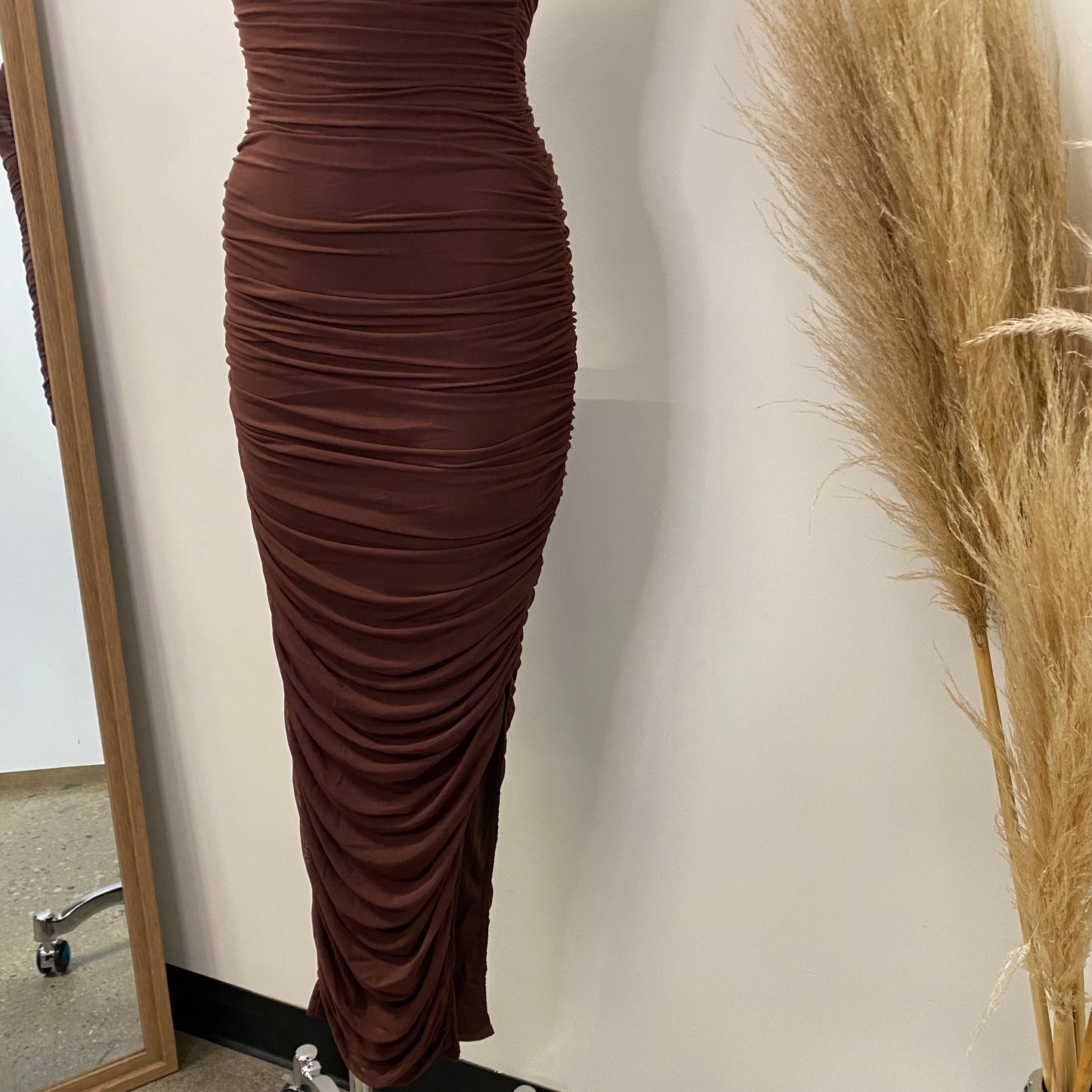 Carla Midi Dress-Brown