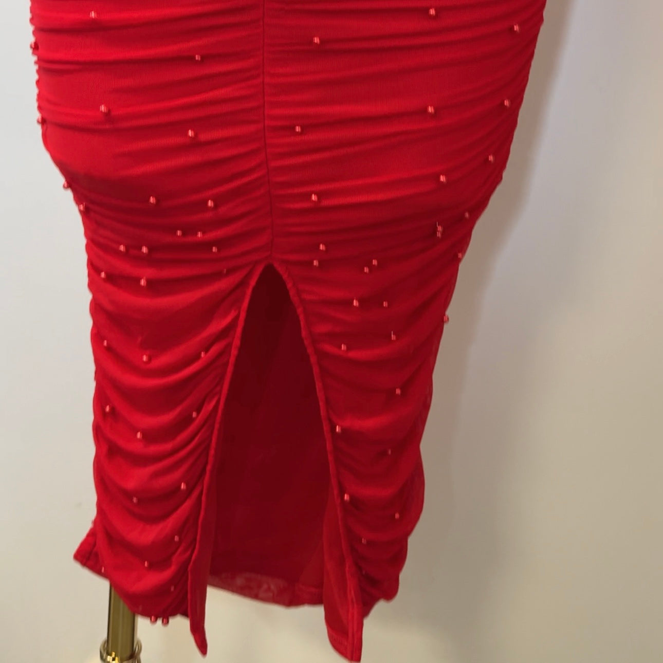 Aria Pearl Dress-Red