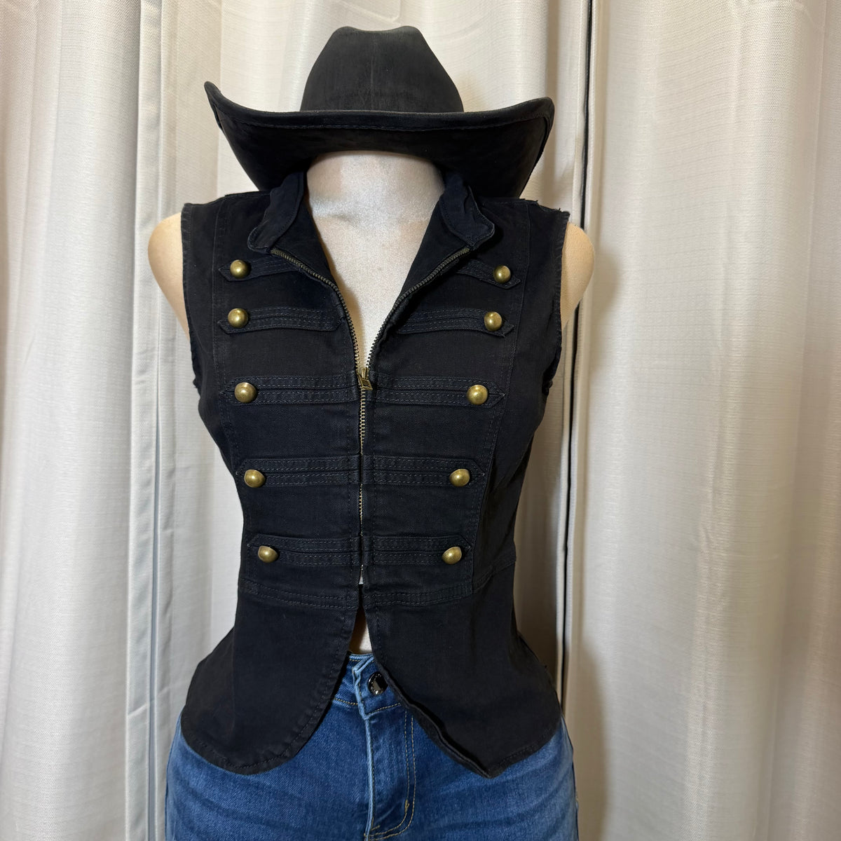Napoleon Denim Vest-Black