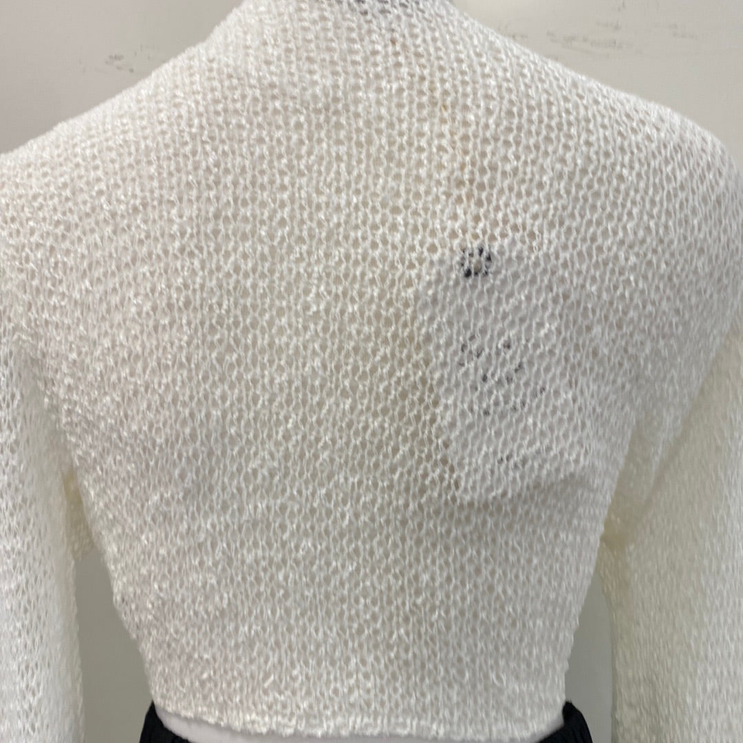 Knit Cardigan With Front knot-White