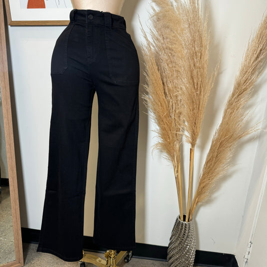 V2628 High Wide Leg-Black