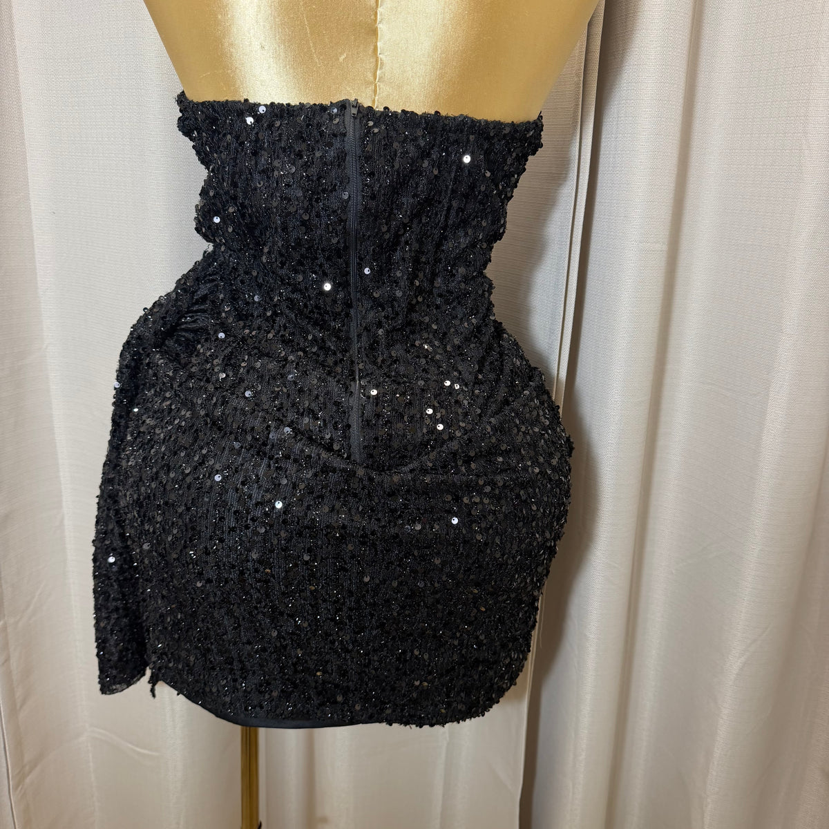 PL-Strapless Embellished Mini Dress-Black