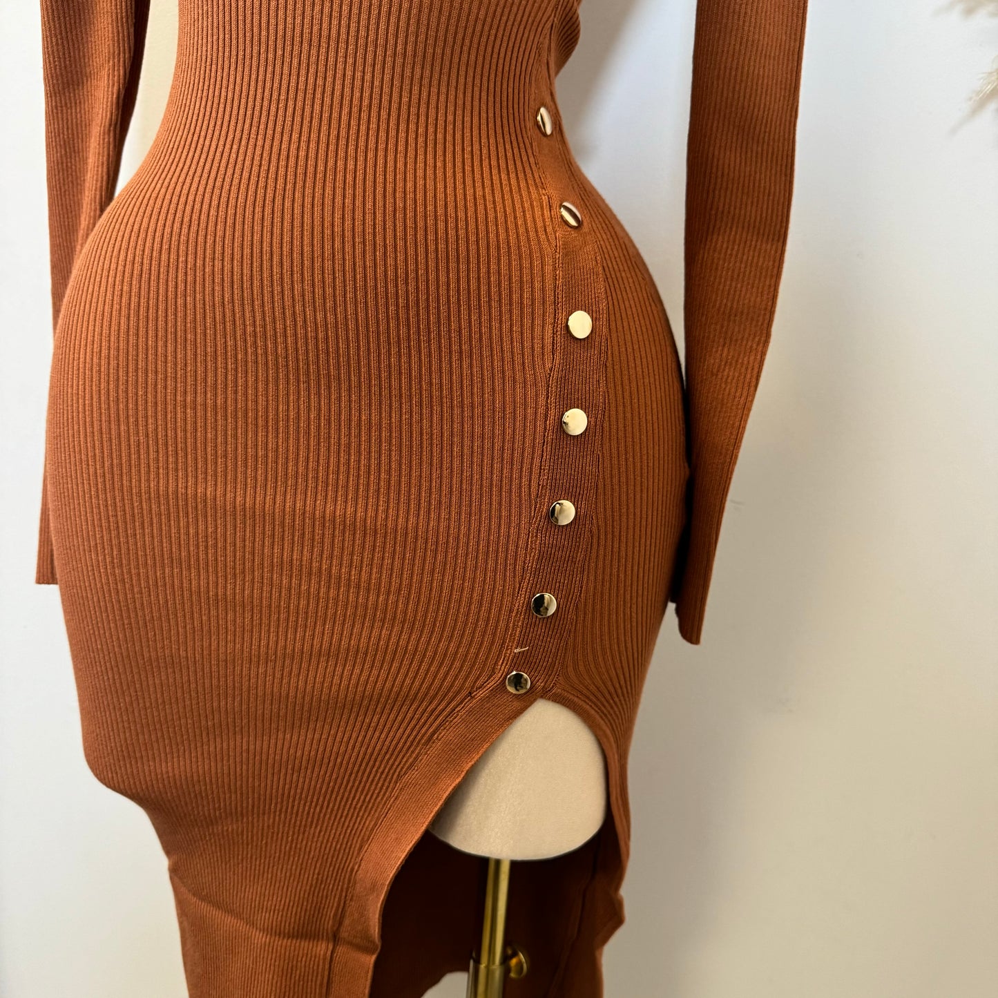 Elina Midi Dress-Rust