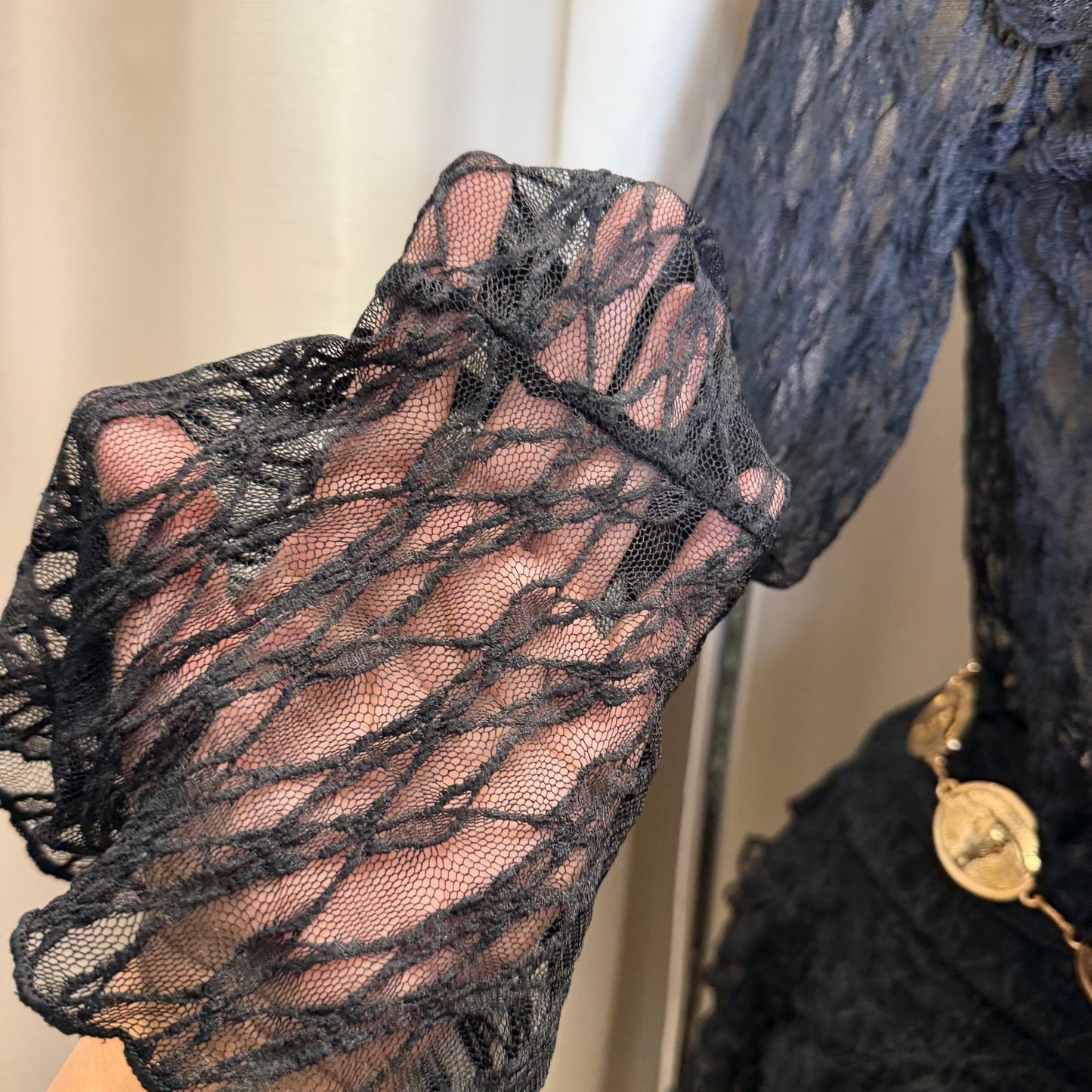 Long Sleeve Lace Skirt set-Black