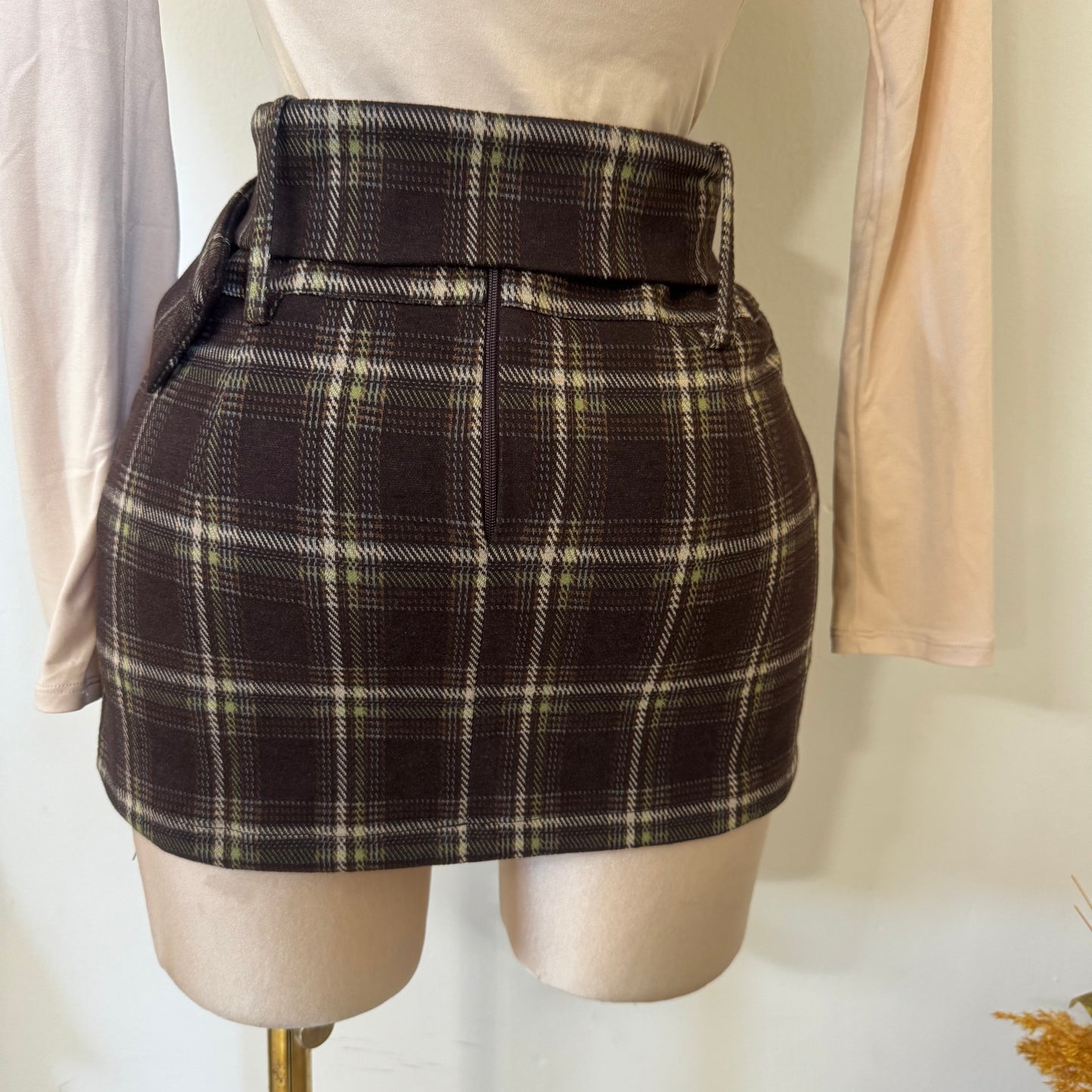 Square Mini Skirt with Belt shorts Underneath