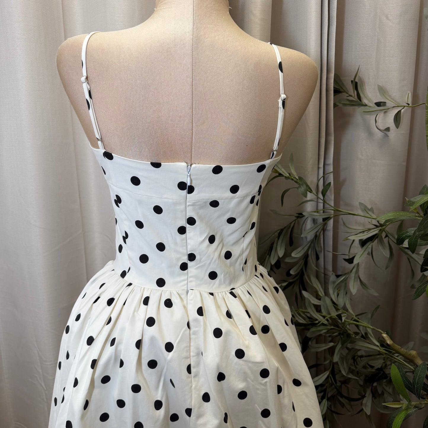 Polka Dot Corset Dress-White/Black