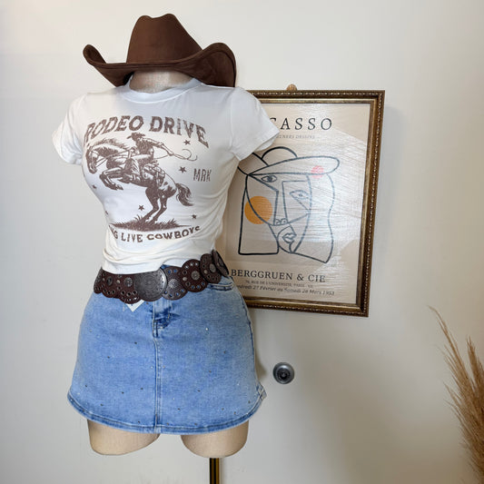 Rodeo Drive Baby Tee-Ivory