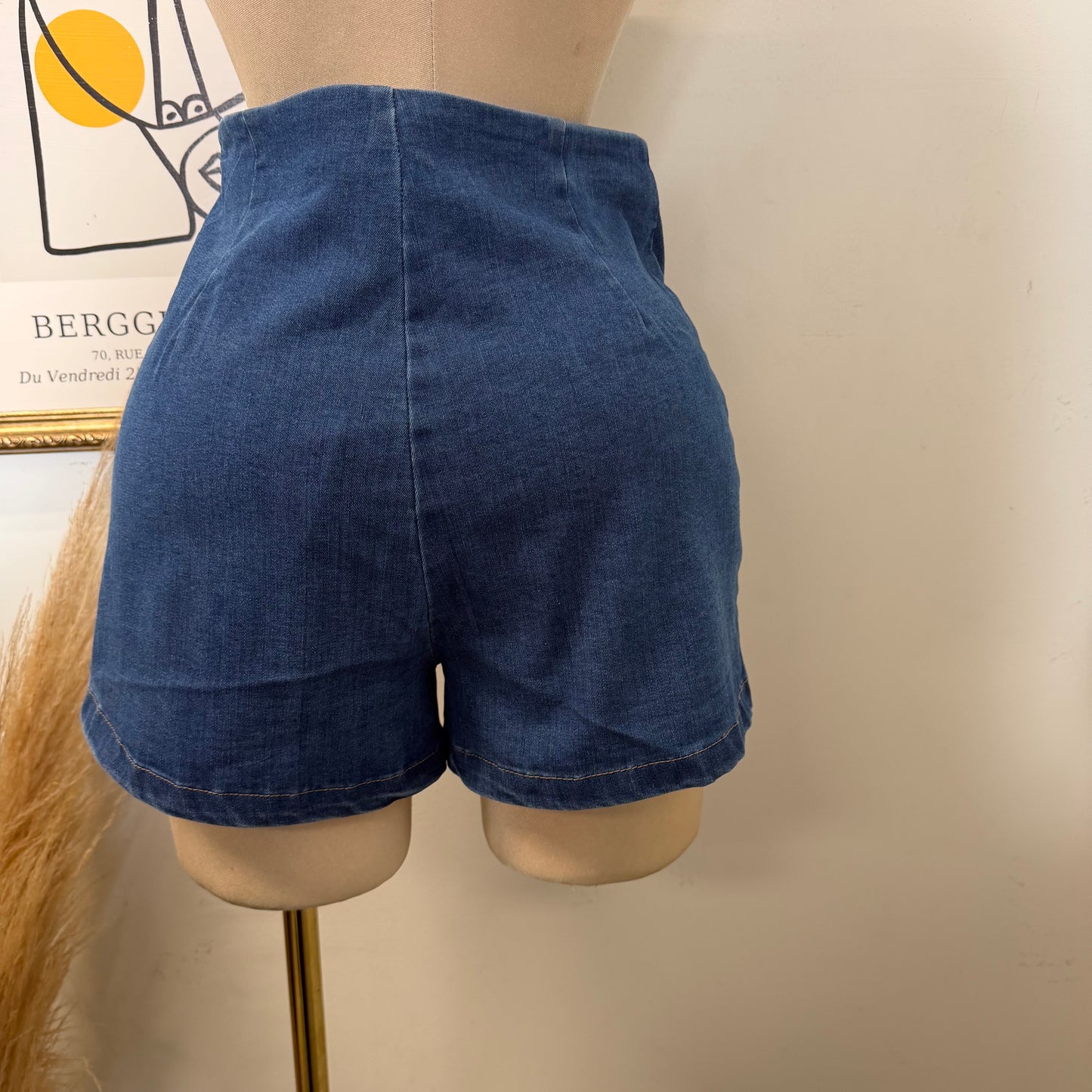 Button Denim Skort-Blue