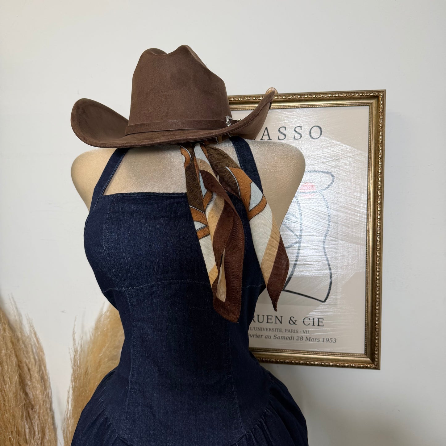 Halter Denim Flare Dress-Indigo