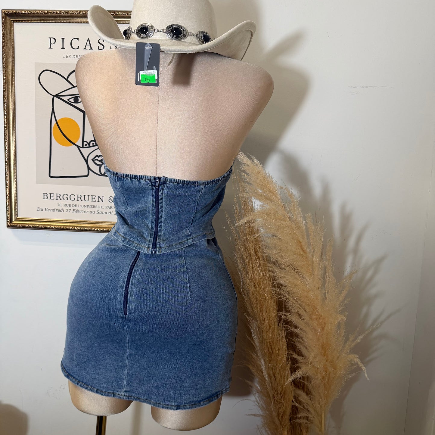 Lace Denim Skirt-Denim