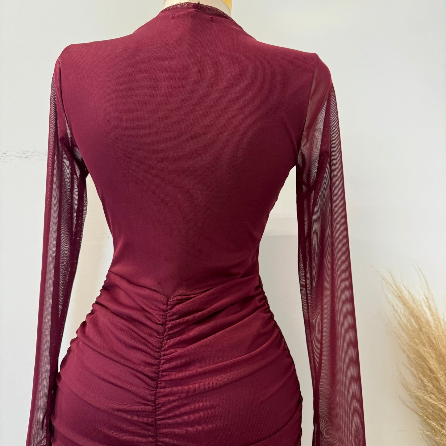 Cherry Mesh Dress-Burgundy