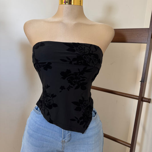 Tube Asymmetrical Hem Top -Black