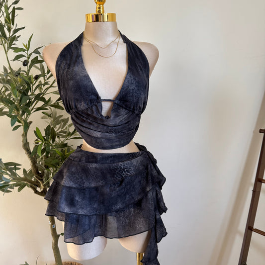Sexy Cowl  Set-Charcoal
