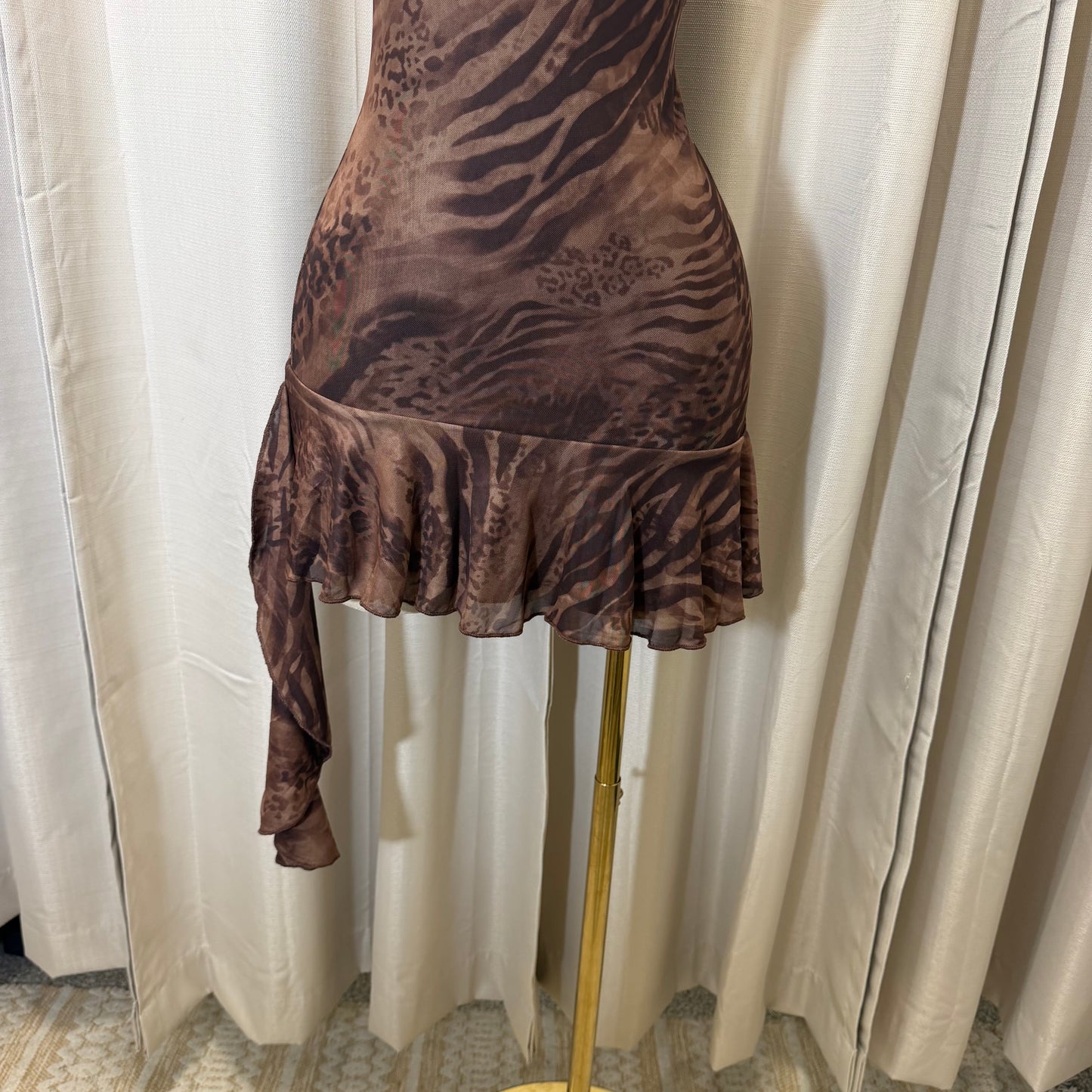 Halter Leopard Dress-Brown