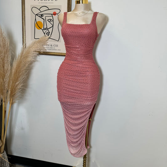 Xia Rhinestone Dress-Hombre Color Pink
