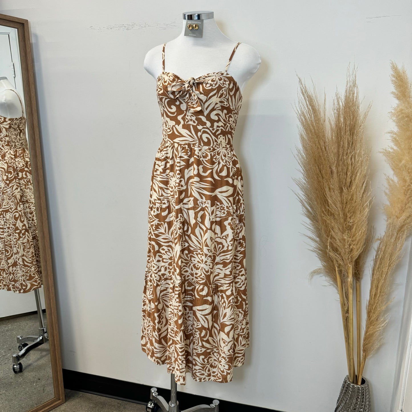 Maxi Dress-Taupe/White