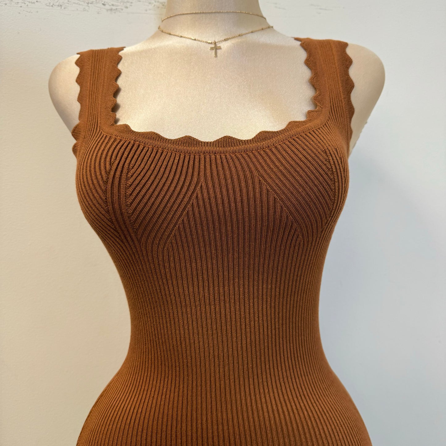 Lolis Knit Tank Midi Dress-Caramel