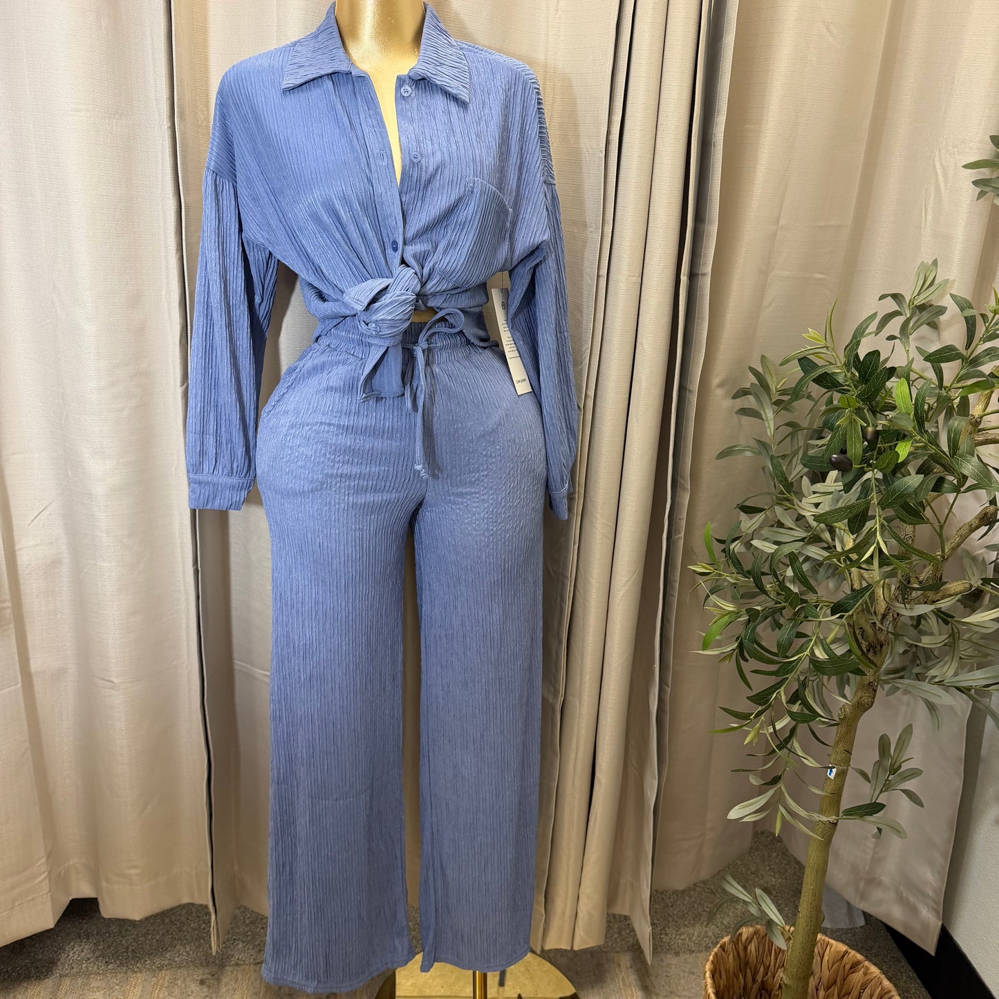 Long sleeve Pant Set-Baby Blue