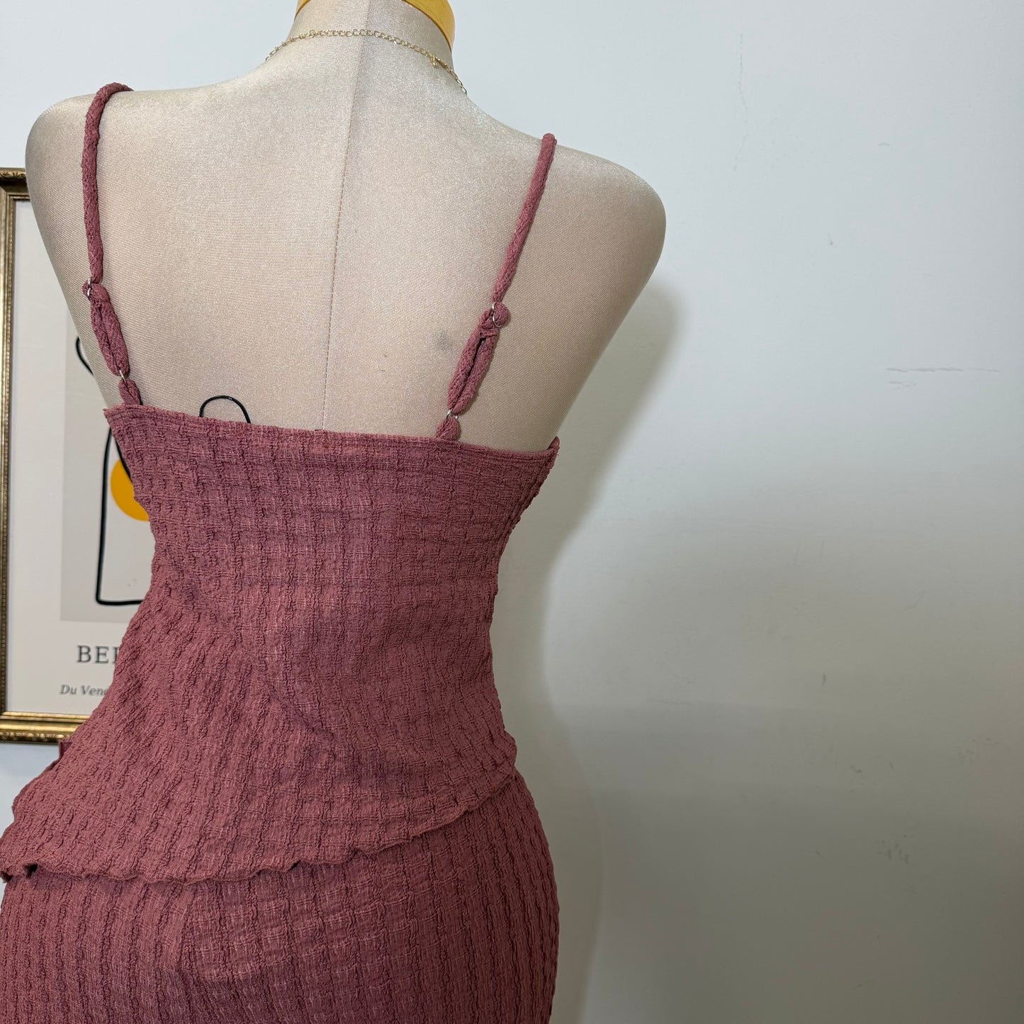 Merrow Asymmetric Hem Top and Pant Set-Marsala