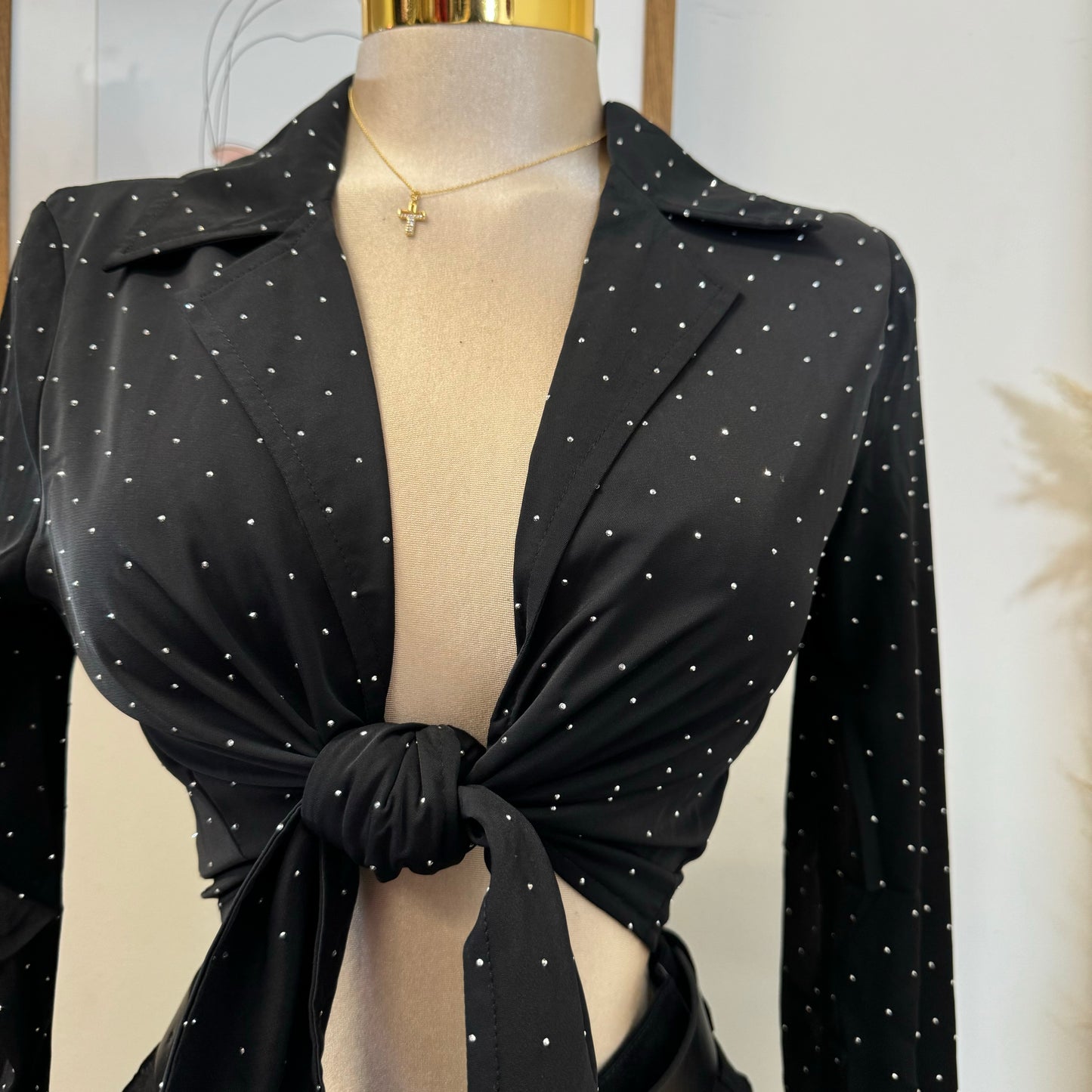 Toreada Rhinestone Top-Black