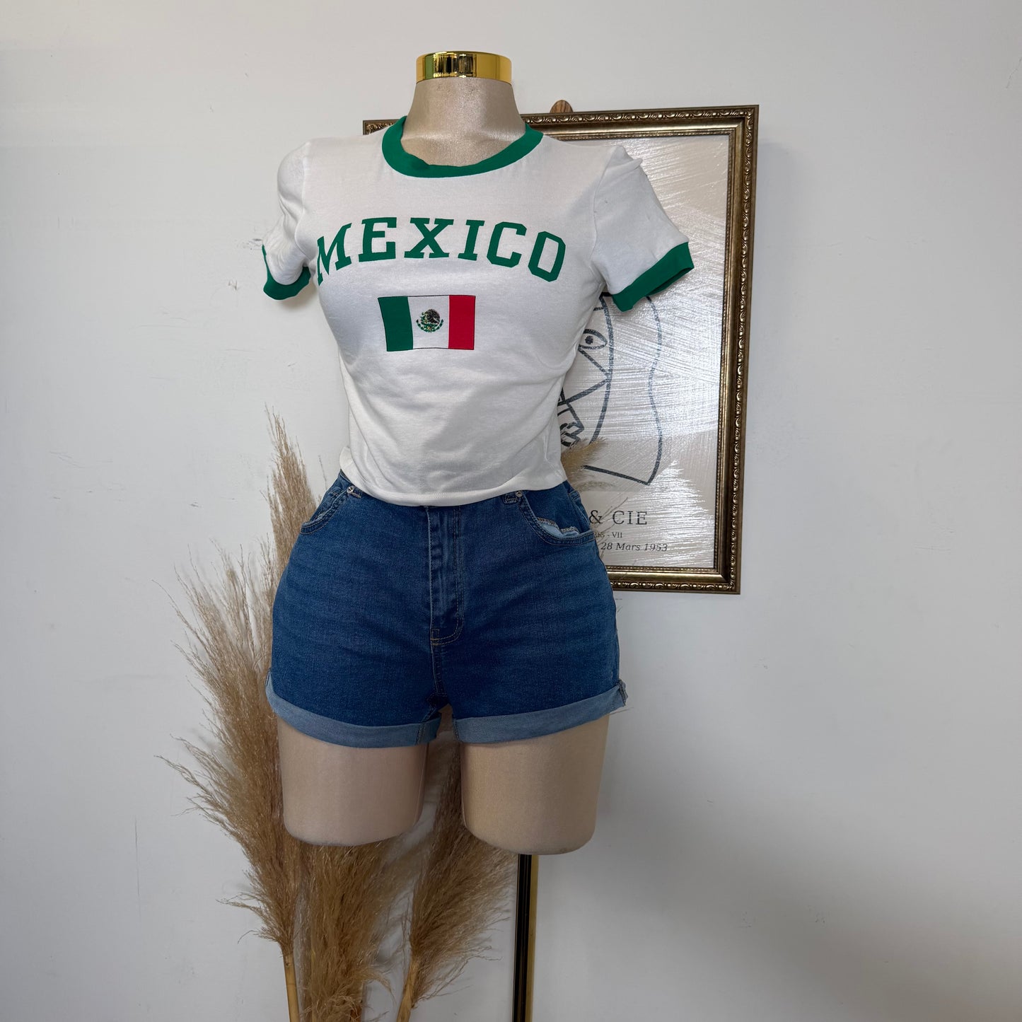 Mexico Crop Shirt-White