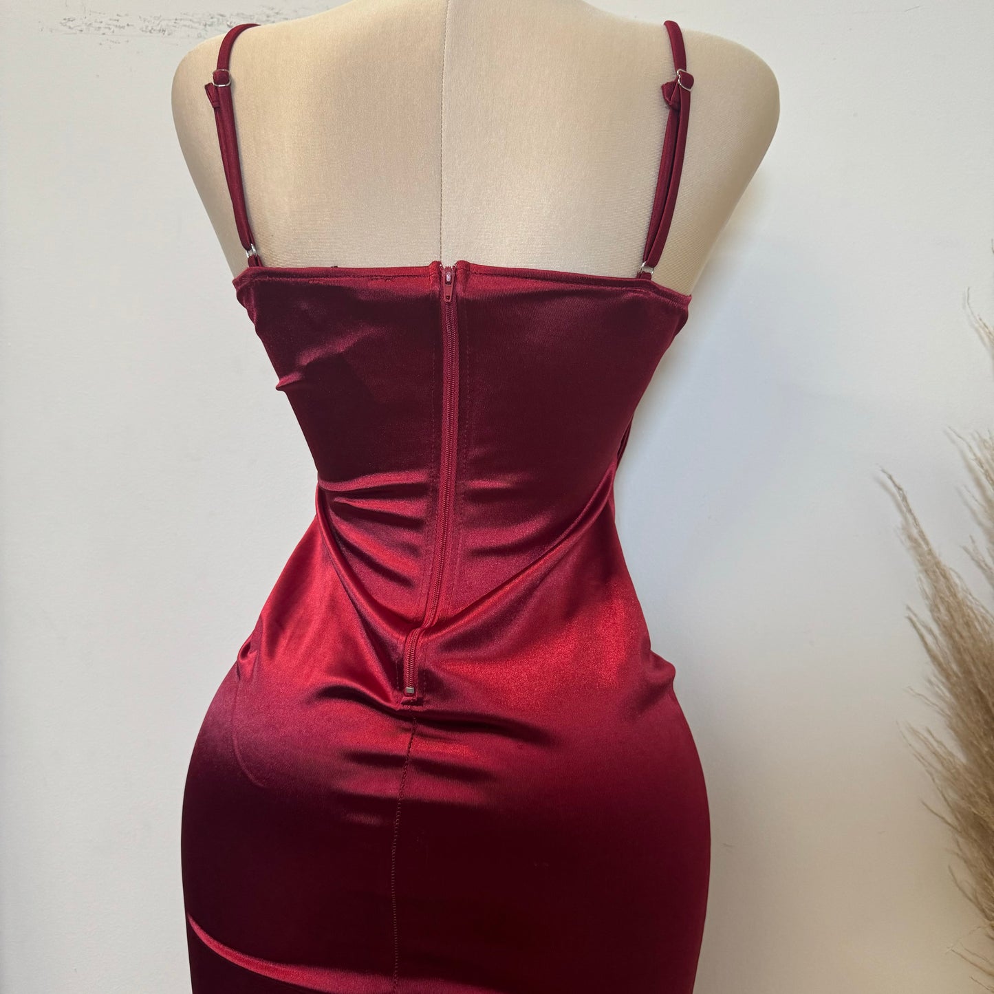 Holiday Satin Dress-Ruby