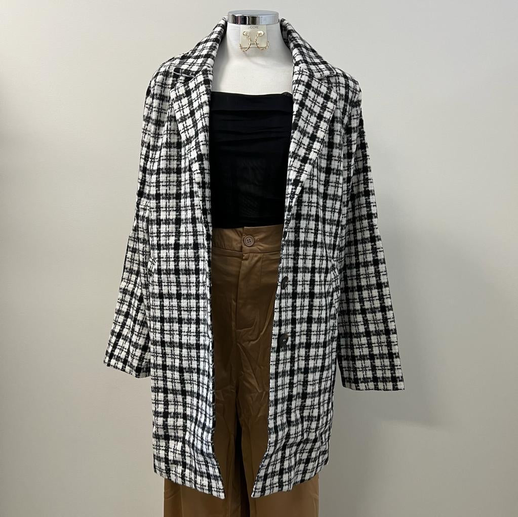 ALYSSA PLAID COAT PL-BLACK