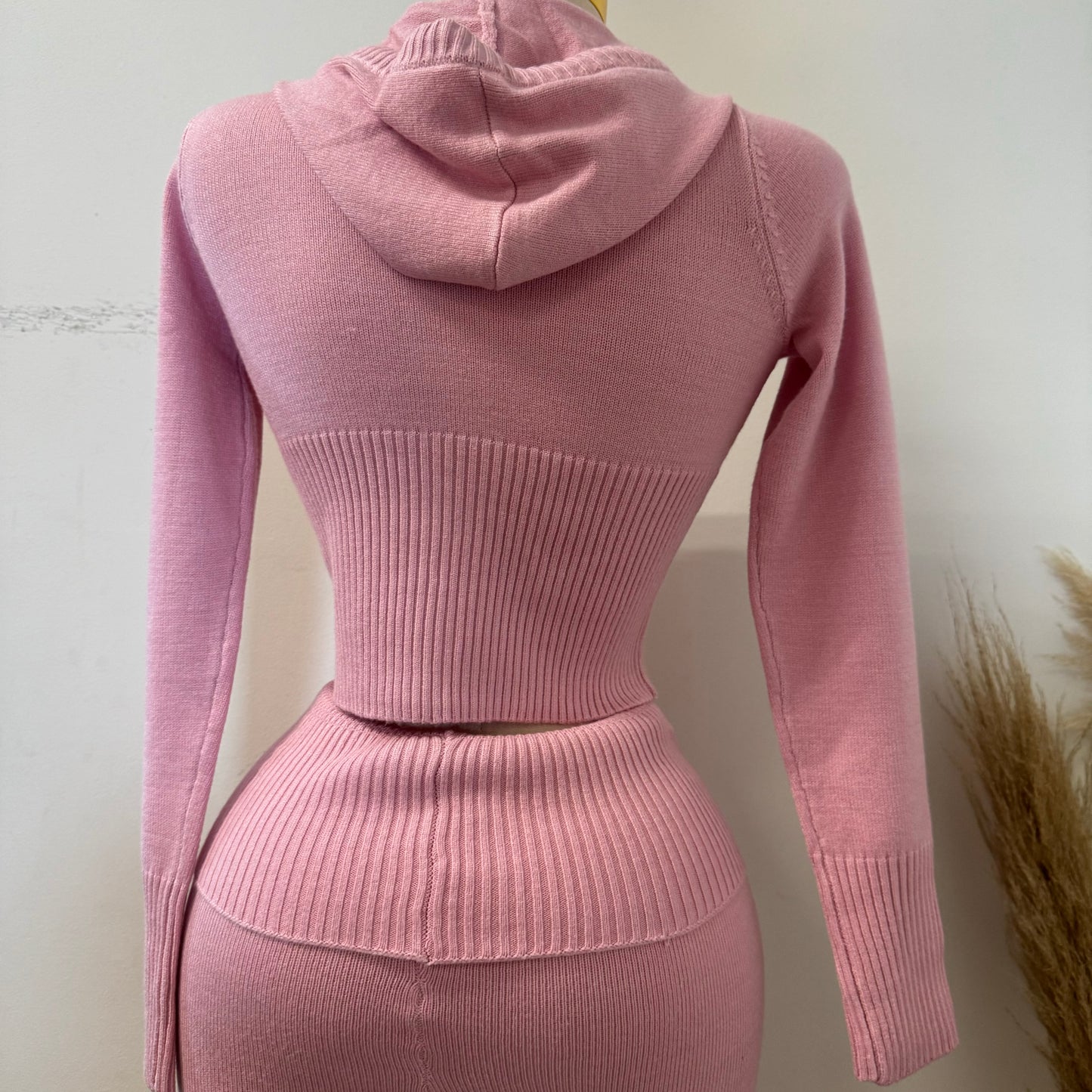 Y2K knitted Pant Set-Baby Pink