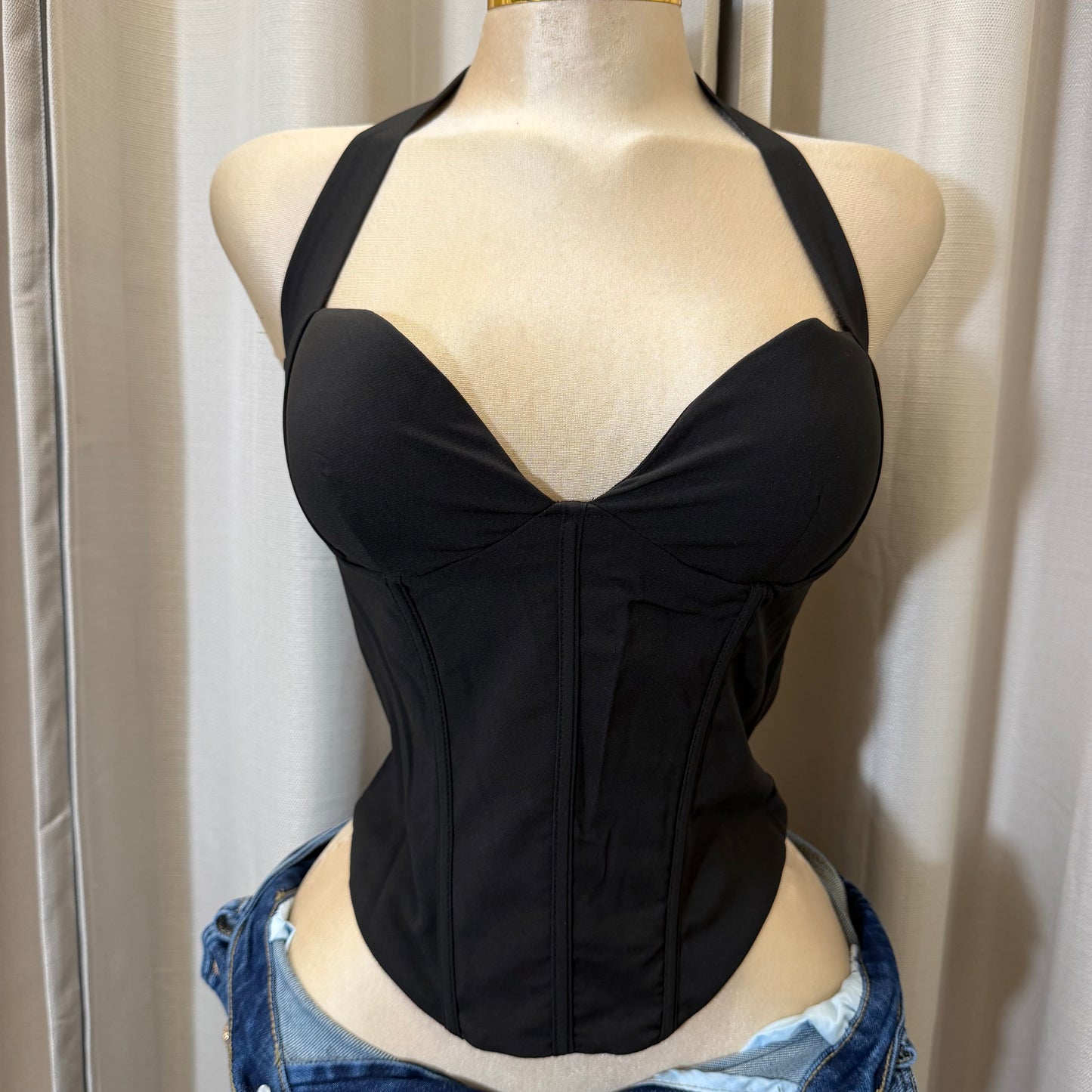 Halter bustier Corset Crop Top-black