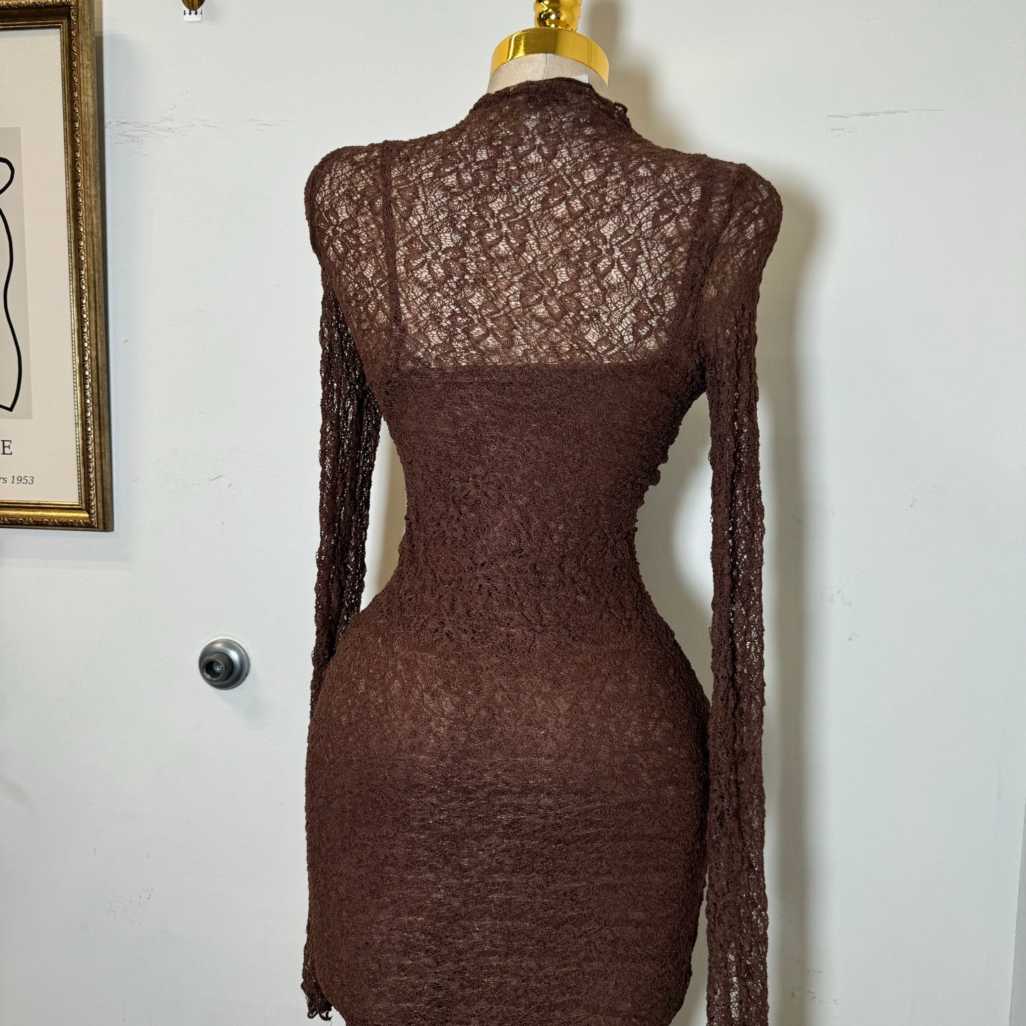 Lace Long Dress-Mocha