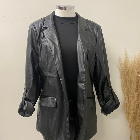 Leather Blazer-Black