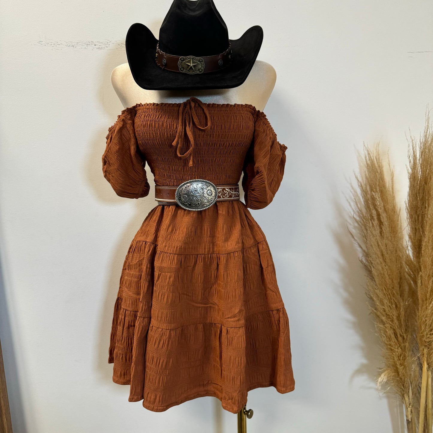 Vaquerita Dress-Rust