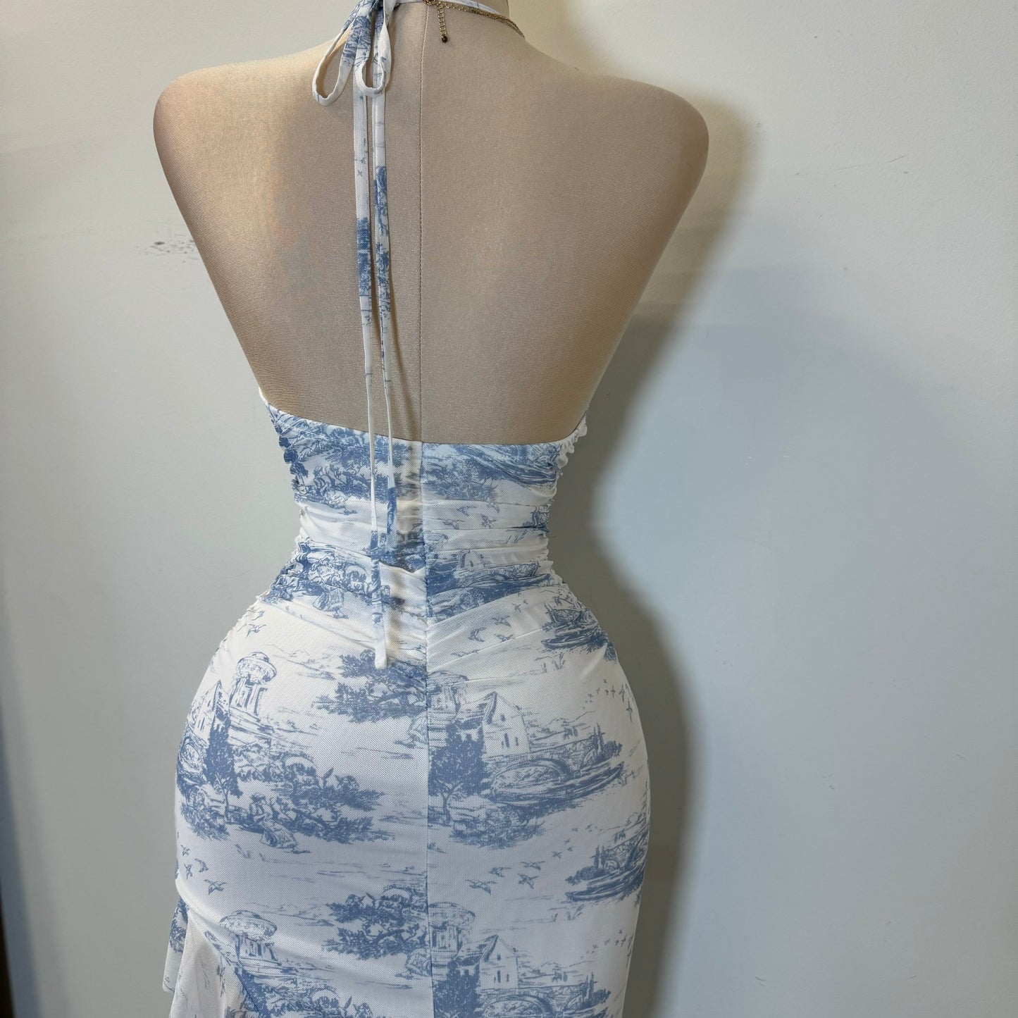 So me Halter Dress-Baby Blue/White