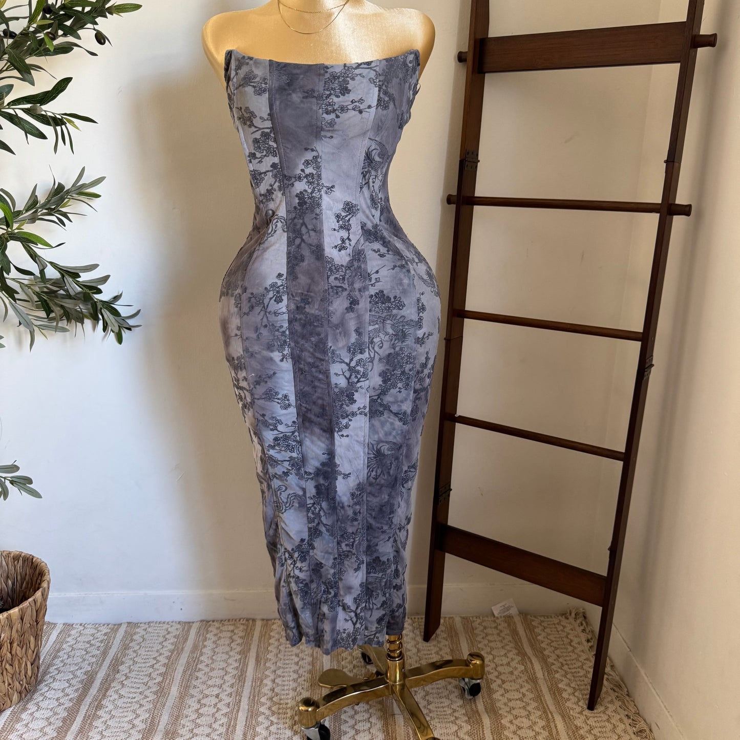 Strapless Midi Dress Plus size -Gris