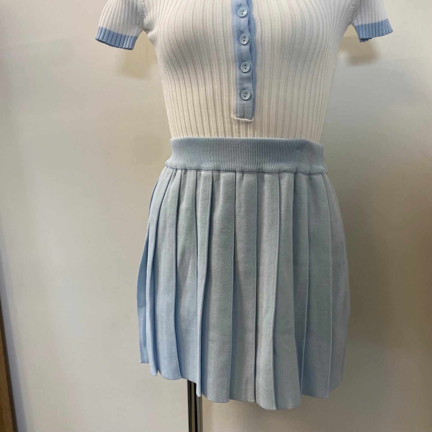 Tennis Collar skirt set-baby Blue