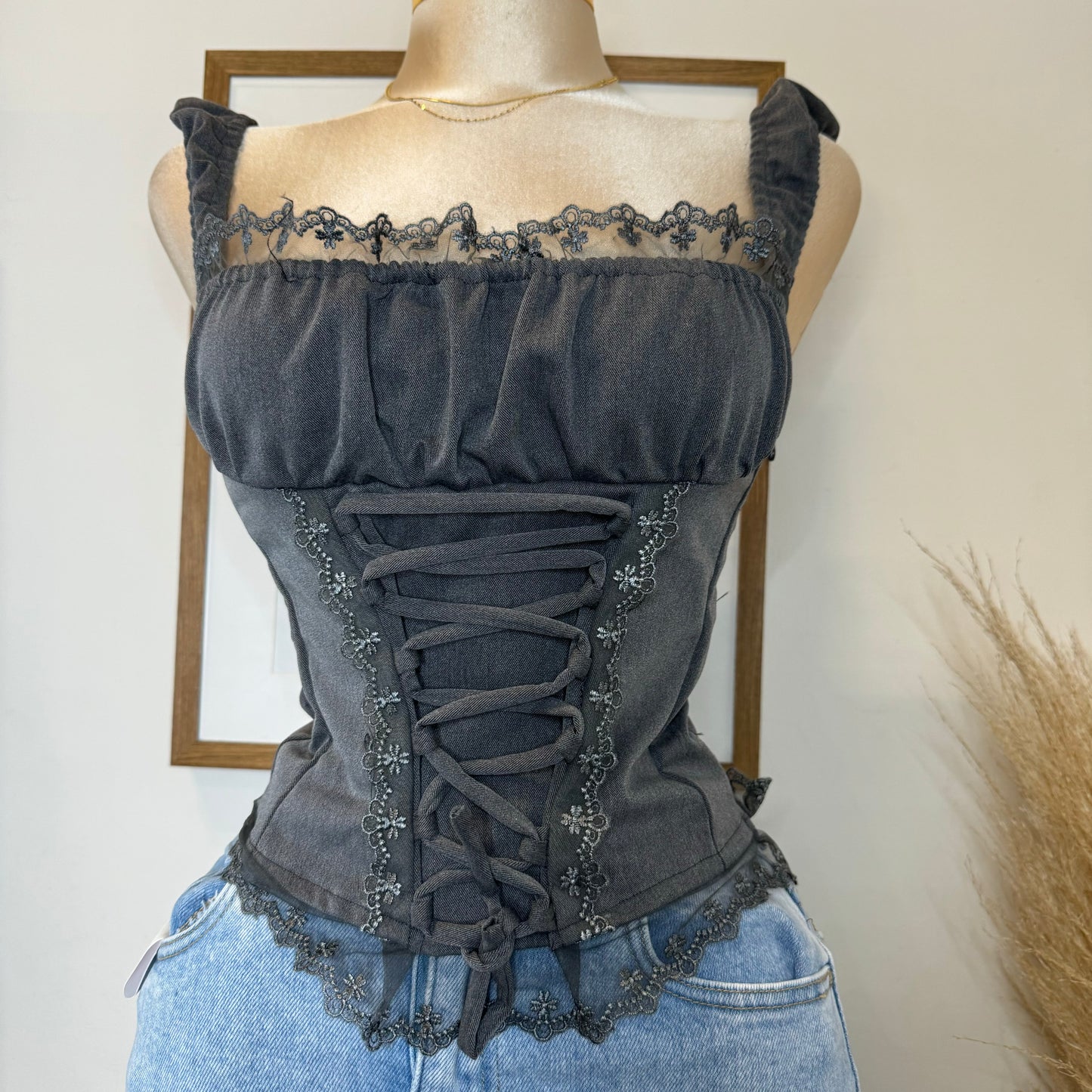 Corset Bustier Top-Grey