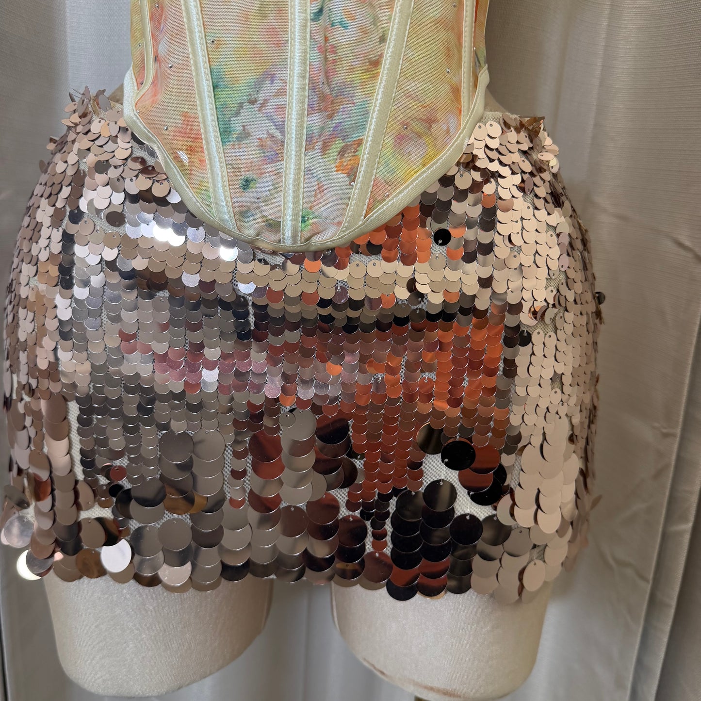Sequin Skirt with short-Gold