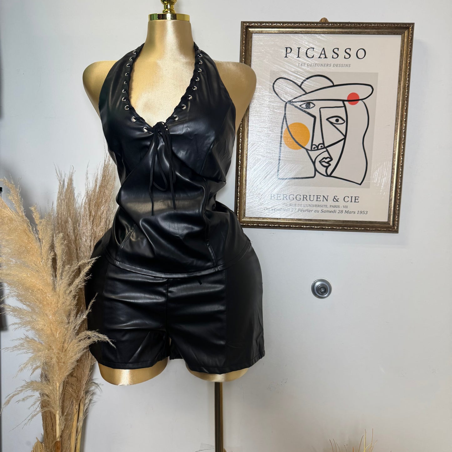 Sloane Faux Leather Shorts-Black