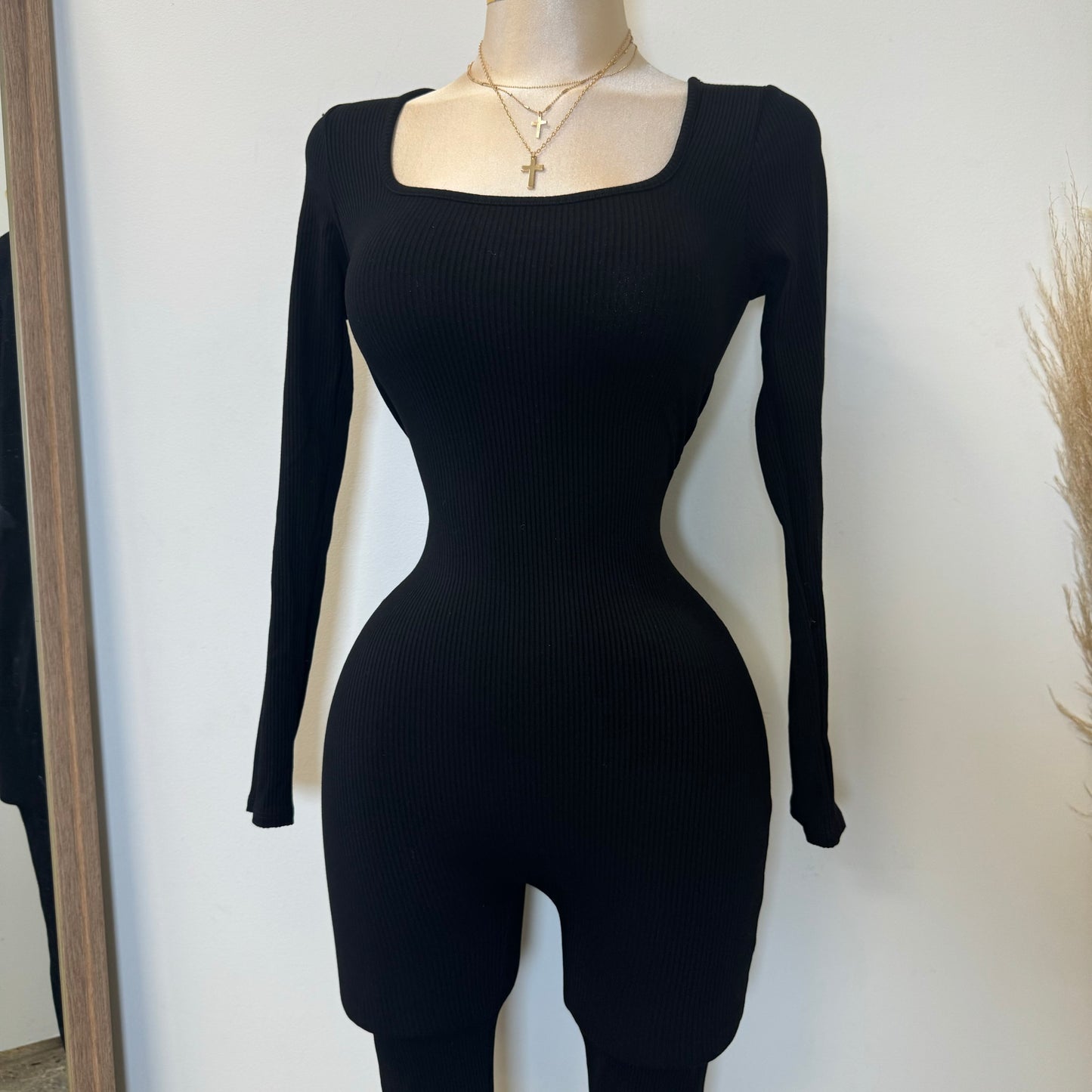 Azary Long Sleeve Jumpsuit-Black