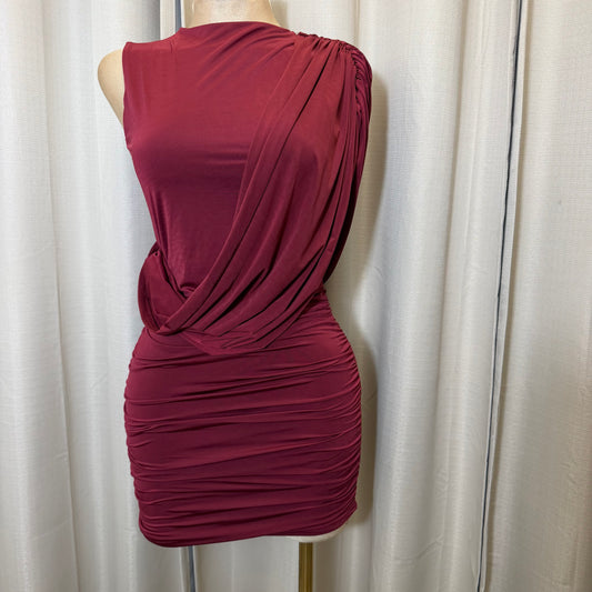 Draped Mock Dress-Burgundy