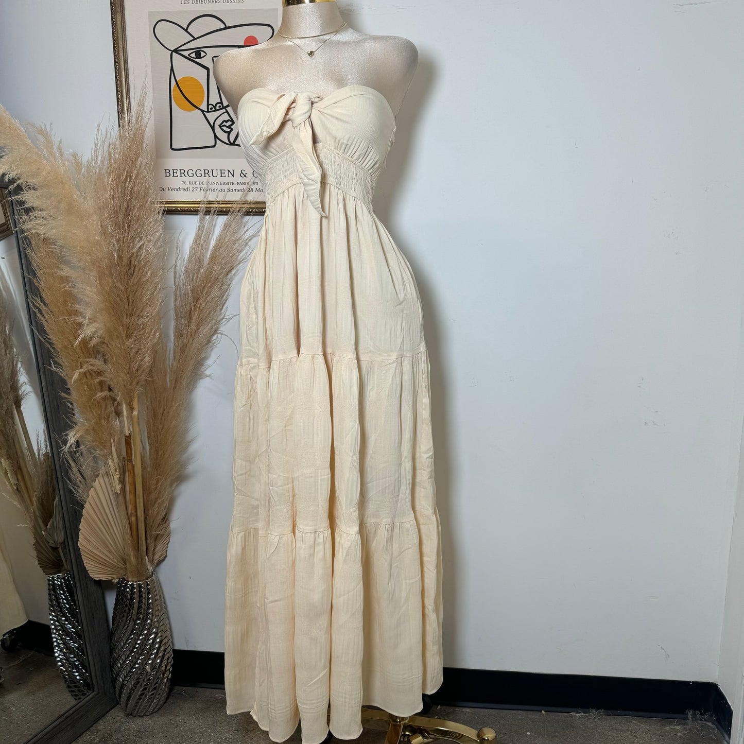 Strapless Maxi Dress-Baby Yellow