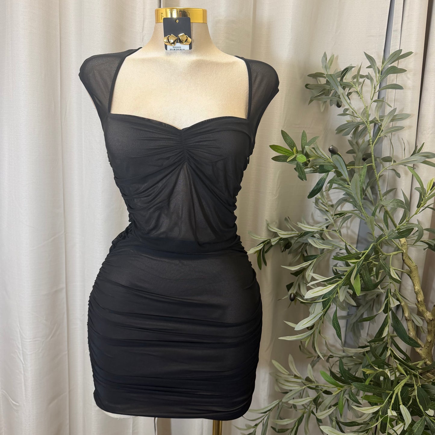 Mini Mesh Dress-Black