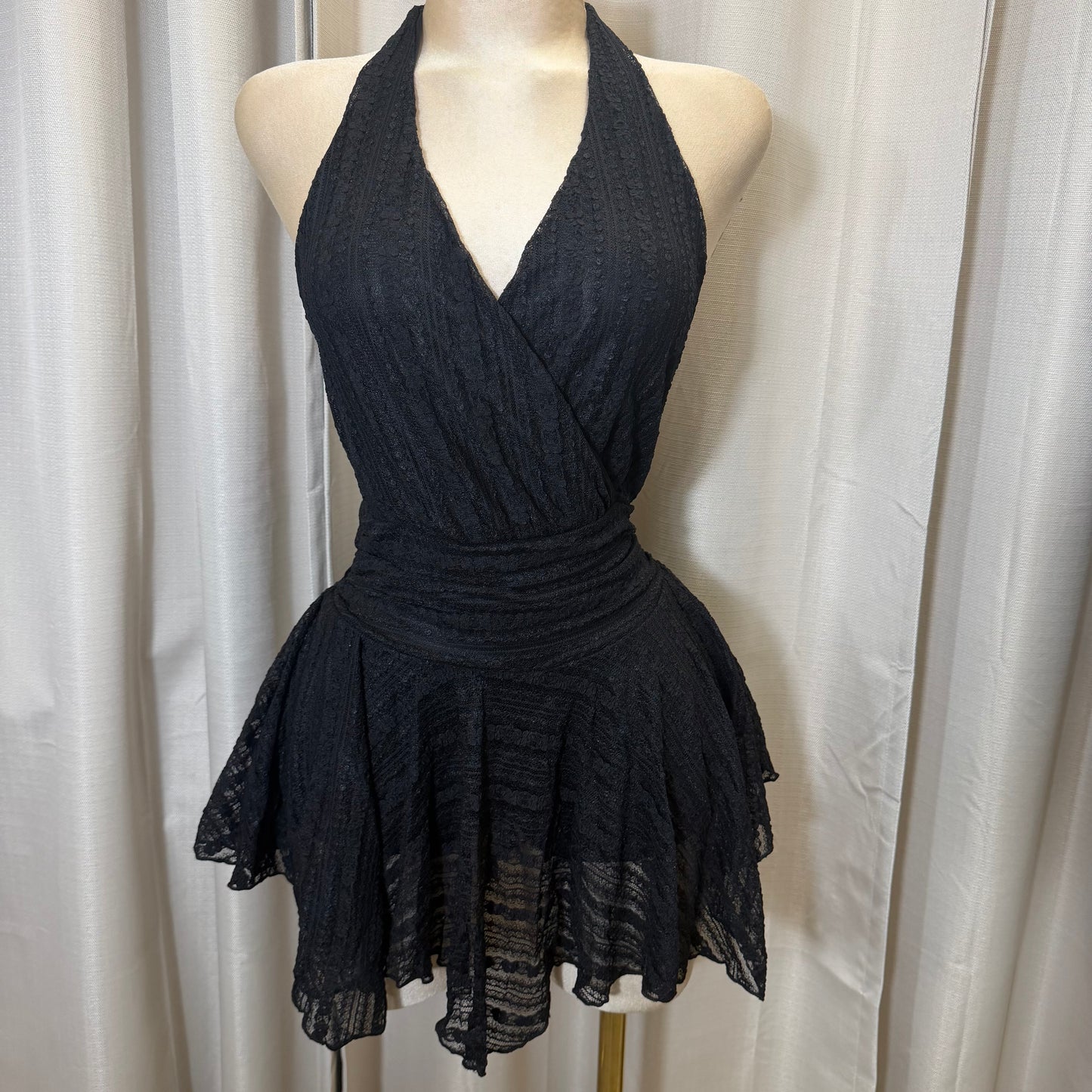 Halter Lace Dress-Black