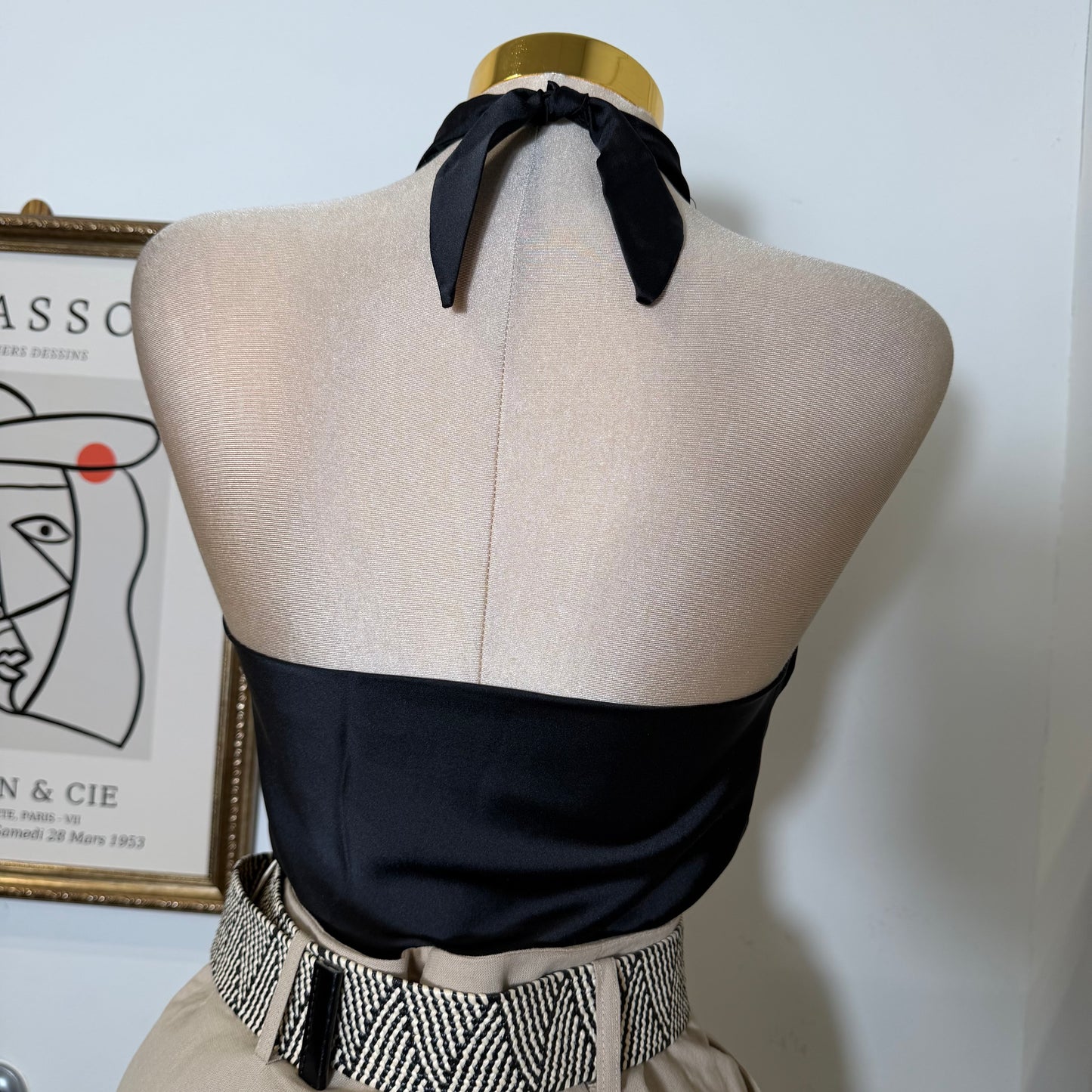 Satin Halter Top-Black
