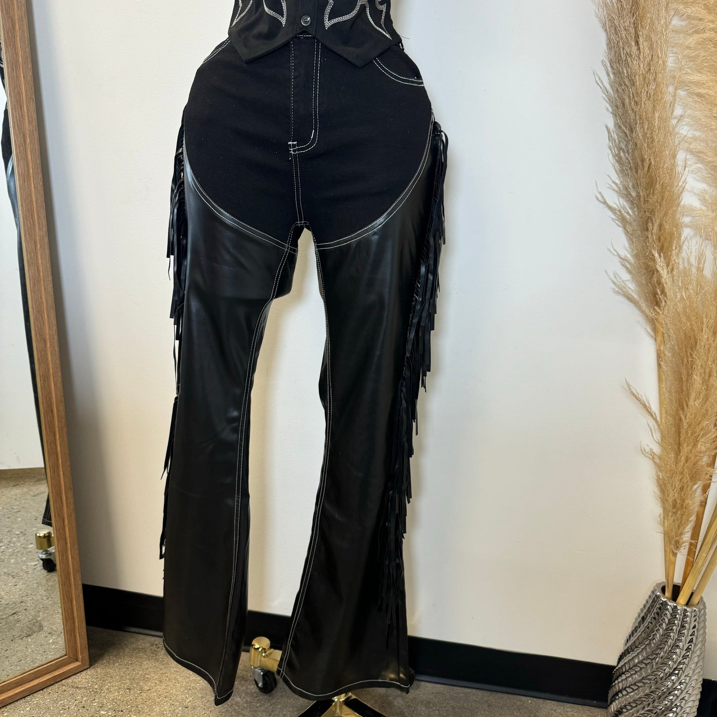 Chaps Fringe Pants -Black