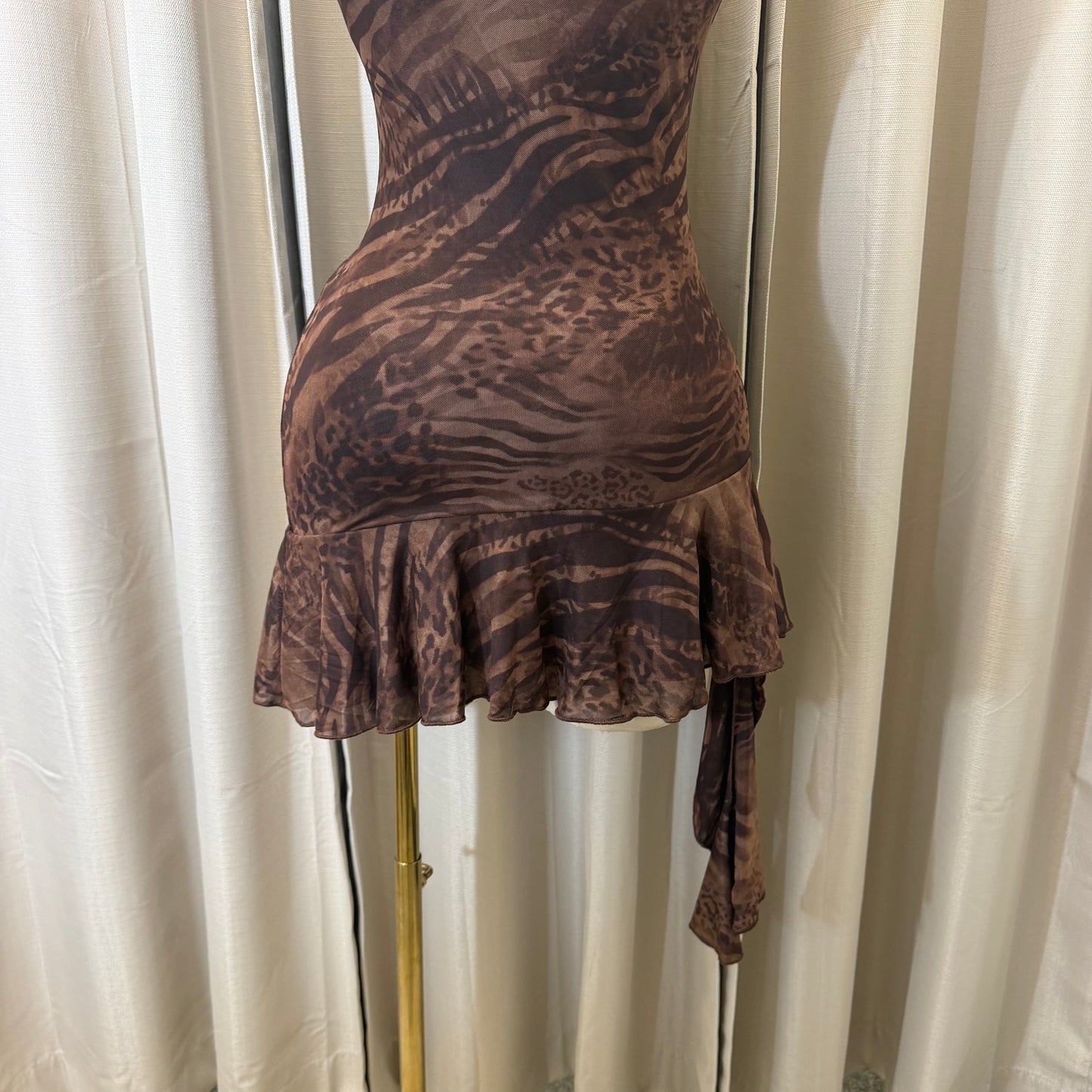 Halter Leopard Dress-Brown