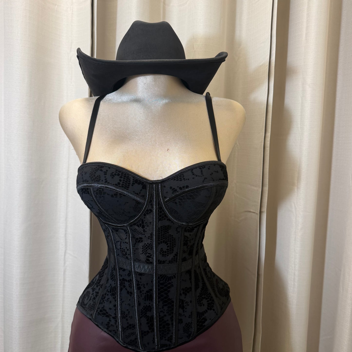 Print Simple Corset -Black