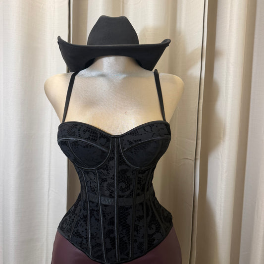 Print Simple Corset -Black
