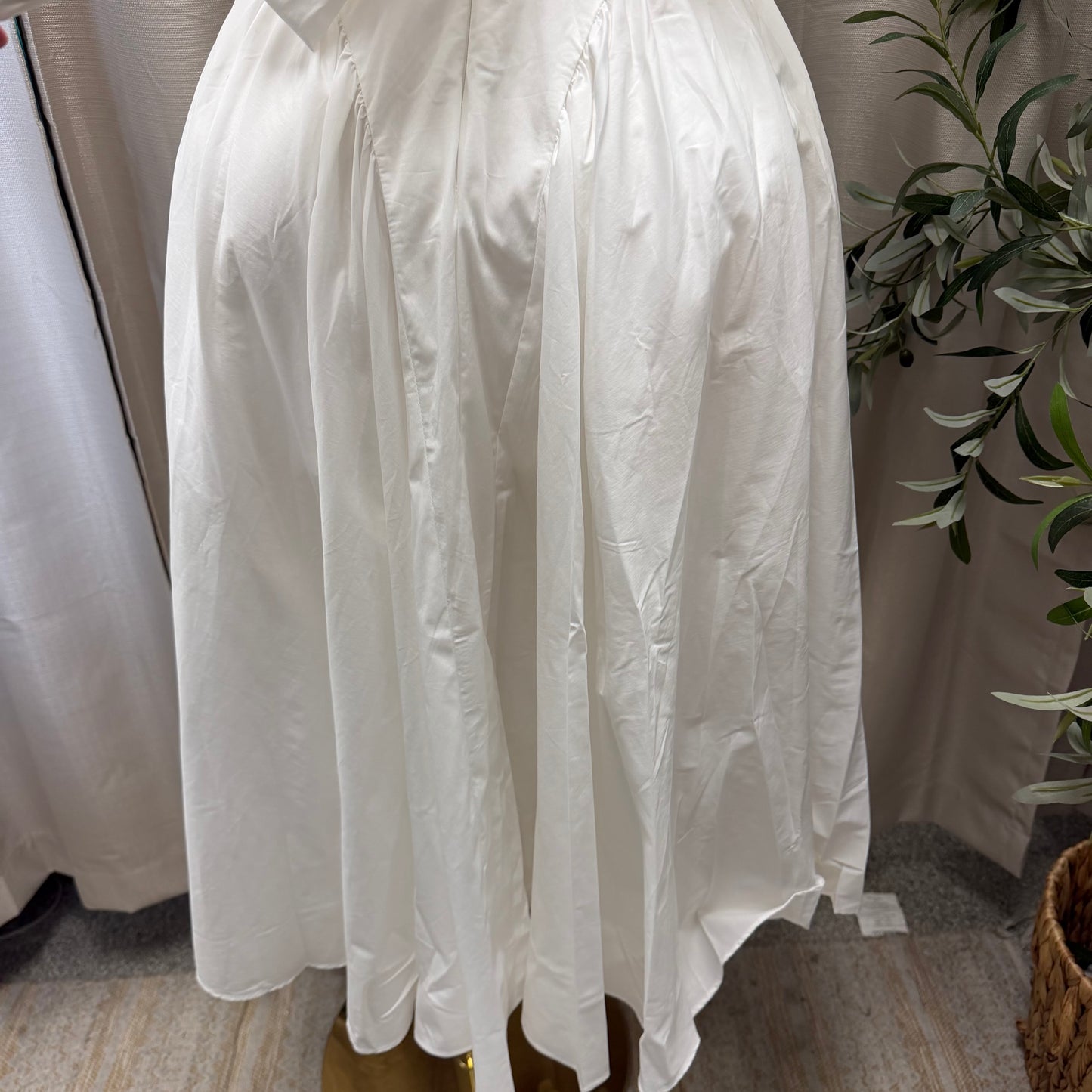 Poplin Back Ribbon MIdi Dress-White